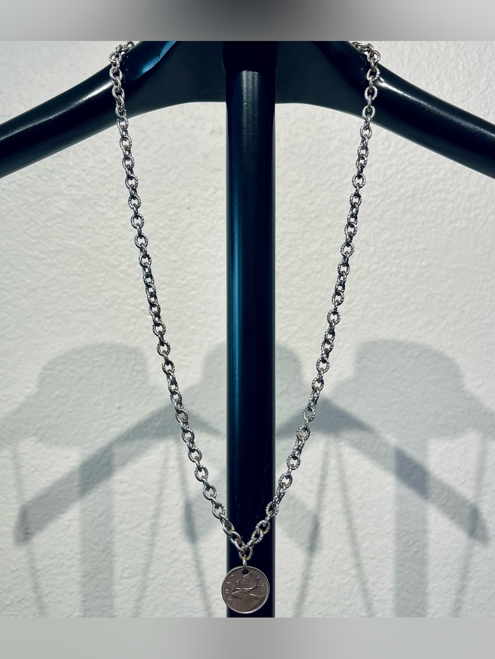 Vintage Silver Coin Pendant Chain Necklace